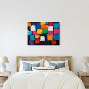 Üveg kép - Színes négyzetek festménye (70x50 cm)