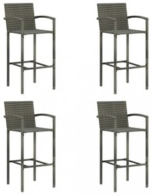 4 db szürke polyrattan bárszék