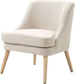 HOMCOM Szék, Vászon Hatású, Karfás, Párnázott Zsírkoptató, Fahéjjal, Nappalihoz, Dolgozószobához, Krémfehér | Aosom