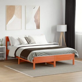 viaszbarna tömör fenyőfa ágy matrac nélkül 140 x 190 cm