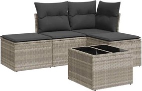 vidaXL 5 részes világosszürke polyrattan kerti ülőgarnitúra párnákkal