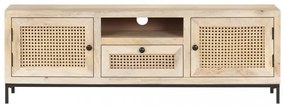 tömör mangófa és természetes nád TV-szekrény 120 x 30 x 40 cm