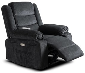 Elektromosan Vezérelhető Masszázsfunkciós Relaxfotel Sötétszürke Színben. JASPER