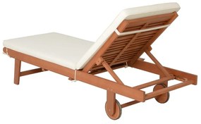 Krémszínű-natúr színű tömörfa kerti napozóágy San Diego – Garden Pleasure