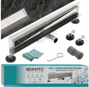 Fali lineáris lefolyó 2 az 1-ben100 cm oldalsó Wall inox rozsdamentes acél Sevante