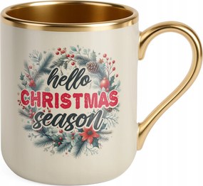 Prémium Bögre Arany Ekrü Karácsonyi Hello Christmas Karácsony