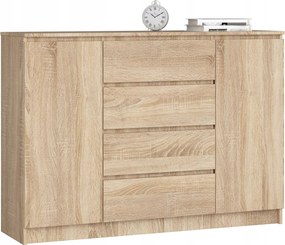 Komód szekrény K140 2 ajtós 4 fiókos sonoma tölgy Akd