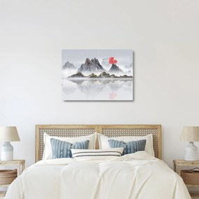 Kép - Hegyek a ködben (üvegen) (70x50 cm)