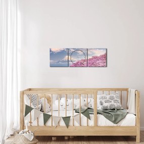 Kép - Japán tavaszi táj (órával) (90x30 cm)