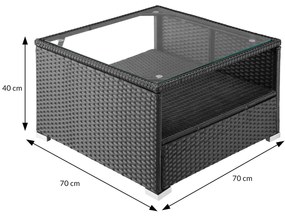 Casaria® Kerti rattan szett Rouen - fekete/krém párnák