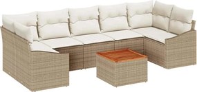 vidaXL Kerti Kanapé Szett tárolóval 8 pcs Beige és krém polirattan