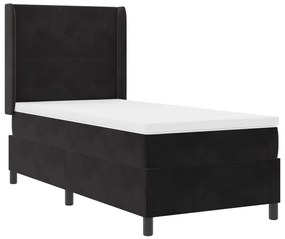 Boxspringágy Mattal Fekete 80x200 cm Bársony