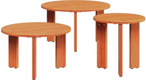 vidaXL Dohányzóasztal 3 pcs Faggyú barna Tömör fenyőfa