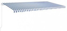 kék és fehér kézzel kihúzható LED-es napellenző 600 x 350 cm