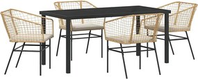 vidaXL Kert étkező szett 5 pcs Barna polirattan