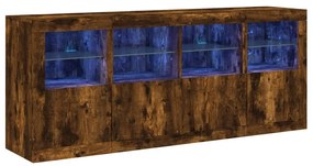 füstös tölgy színű tálalószekrény LED-ekkel 163 x 37 x 67 cm