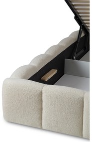 Aura kárpitozott ágy ágyneműtartóval 160x200 cm - világos bézs Quelle 02 bouclé