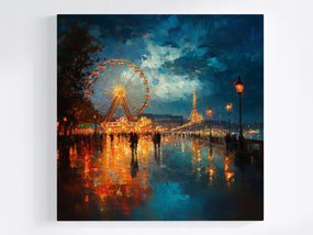 Vászonkép Canvas Város Párizs Éjszaka Lunapark Óriáskerék 40x40