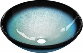 Mexen Mira üveg mosdókagyló munkalapra helyezhető 42 x 42 cm, kék - 24124247