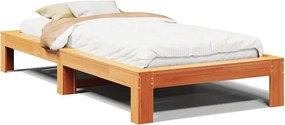 vidaXL viaszbarna tömör fenyőfa ágy matrac nélkül 100 x 200 cm