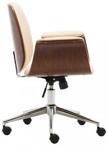 krémszínű hajlított fa és műbőr irodaszék