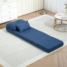 HOMCOM 1 személyes Átalakítható Karosszék - Párnával, Állítható Hátlappal - Nappaliba, 120 kg teherbírás, sötétkék vászon | Aosom