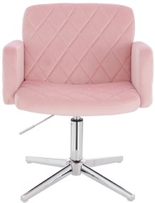 HR802CROSS Púder Rózsaszín Modern Velúr Szék Krómozott lábbal