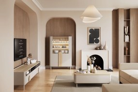 Amilio vitrin 100 cm - kasmír / olajozott tölgy / világos tölgy fogantyú