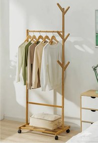 Kerekes akasztó, bambus, 60 cm széles, VIKIR TYP 1