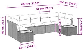 7 Darabos Kerti Kanapé Szett Párnákkal Bézs Poly Rattan Akác