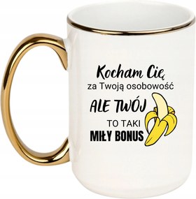 Bögre Fehér Arany Fül Nagy 440ml Vicces Ajándék Szeretlek