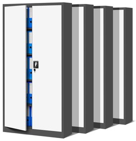 Set 4x fém iratszekrény JAN H, 900 x 1950 x 400 mm, antracit-fehér