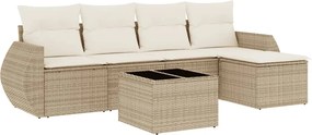 vidaXL 6 részes bézs polyrattan kerti ülőgarnitúra párnával