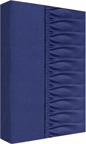 Gumis pamut lepedő 140x200 sötétkék matracra 25 cm-ig