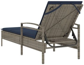 szürke napozóágy párnával 63 x 200 x 81 cm polyrattan (csak az USA-ban)