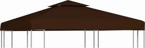 vidaXL barna kétszintes pavilon tetőponyva 310 g/m² 3 x 3 m