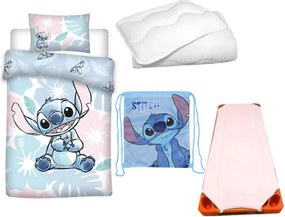 Disney Lilo és Stitch, A csillagkutya Pastel Pink gyerek, ovis ágyneműhuzat, derékalj, tornazsák és paplan/párna szett 100x135 cm 40x60 cm