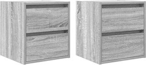 vidaXL 2 db szürke sonoma falra szerelhető éjjeliszekrény 38x34x40 cm