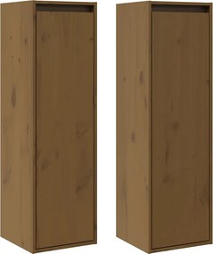vidaXL 2 db mézbarna tömör fenyőfa faliszekrény 30 x 30 x 100 cm