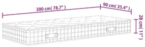 vidaXL közepes zsebrugós matrac 90 x 200 cm