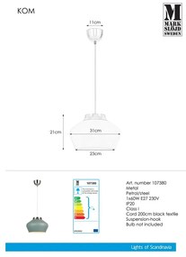 Kom kékesszürke mennyezeti lámpa - Markslöjd