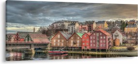 Kép - házak a folyó mellett (120x50 cm)