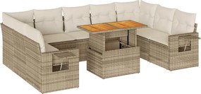 vidaXL 10 részes bézs polyrattan kerti ülőgarnitúra párnával