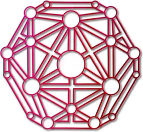 Geometriai kép a falon falemezből faragott