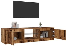 antik fa színű szerelt fa TV-szekrény LED-ekkel 140x40x35,5 cm
