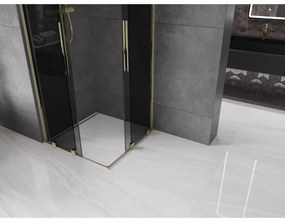 Mexen Velar Duo, zuhanykabin tolóajtóval 80 x 80 cm, 8mm szürke üveg, arany fényes, 871-080-080-42-50