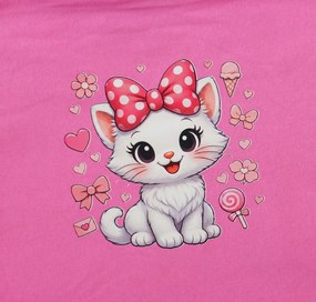Bébi pamut gumis lepedő 60x120/70x140 - Cica mintával