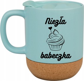 Kék Bögre Fedéllel És Parafa Aljjal Ajándék Szép Muffin