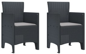 3 darabos kertie étkező szett párnákkal, antracit, poli rattan
