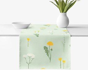 Goldea pamut asztali futó - mező, zöld melanzs alapon 35x120 cm